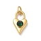 Ion Plating(IP) 304 Stainless Steel with Rhinestone Pendants, with Jump Ring, Real 14K Gold Plated, Heart Lock Charm, Fern Green, 20x11.5x6mm, Hole: 5x3mm