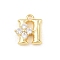 Brass Micro Pave Clear Cubic Zirconia Charms, Long-Lasting Plated, Rack Plating, Cadmium Free & Lead Free, Real 18K Gold Plated, Letter H Charms, 10x8.5x3.5mm, hole: 1.2mm