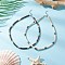 2Pcs 2 Colors Natural Coconut & Natural Magnesite Heishi Beaded Necklaces, with 304 Stainless Steel End Chains, Stainless Steel Color, Mixed Color, 17.72 inch(45cm), 1pc/color