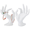 2Pcs Plastic Mannequin Hand Jewelry Display Holder Stands, OK Shaped Hand Ring Jewelry Organizer Rack for Ring, Bracelet, Watch, White, 11.5x7.1x18cm