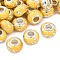 Opaque Resin Rondelle European Beads, with Silver Foill & Silver Tone Brass Double Cores, Large Hole Beads, Yellow, 13.8x8.5mm, Hole: 4.5~5mm