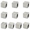 304 Stainless Steel European Beads, Large Hole Beads, Cube with Number 0~9, Stainless Steel Color, 8x8x8mm, Hole: 5mm, 10pcs/set