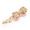 Brass Micro Pave Clear Cubic Zirconia Box Clasps, Bowknot, Real 18K Gold Plated, 21x8x6mm, Hole: 1mm