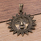 Tibetan Style Alloy Pendants, Sun Charm, Antique Bronze, 70x54mm