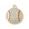 Alloy Enamel Pendants, with Rhinestone, Lead Free & Cadmium Free & Nickel Free, Baseball, 21.5x18.5x3mm, Hole: 2mm