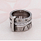 Roman Numerals 304 Stainless Steel & Crystal Rhinestone Finger Rings, Stainless Steel Color, US Size 7(17.3mm)
