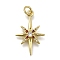 Brass Micro Pave Clear Cubic Zirconia Pendants, Star Charms, Long-Lasting Plated, Rack Plating, Lead Free & Cadmium Free, with Jump Ring, Real 18K Gold Plated, 23.5x15x3mm, Hole: 3mm