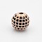 Brass Micro Pave Grade AAA Cubic Zirconia Beads, Cadmium Free & Nickel Free & Lead Free, Round, Black, Rose Gold, 12mm, Hole: 2mm