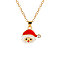 Christmas Alloy Enamel Pendant Necklaces, Golden, Red, Santa Claus, 18.50 inch(47cm), Pendant: 17x16mm