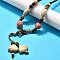 Ethnic Style Alloy & Porcelain Ceramic Beads Pendant Tassel Y Necklaces, Adjustable Waxed Cord Necklaces, Shell Shape, 22.44 inch(57cm)~35.04 inch(89cm)