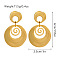 304 Stainless Steel Dangle Stud Earrings, Golden, Flat Round, 40x25mm