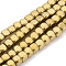 Electroplate Non-magnetic Synthetic Hematite Beads Strands, Cube, Golden Plated, 4x4x4mm, Hole: 2mm, about 105pcs/strand, 15.7 inch