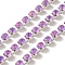 Iron Rhinestone Cup Chains, with Spool, Silver, Violet, 3x3x2.5mm, about 10yards/roll