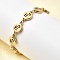 12 Constellations 304 Stainless Steel Link Chain Bracelets for Women, Flat Round, Real 18K Gold Plated, Scorpio, 8-3/8 inch(21.4cm)
