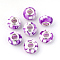 Resin European Beads, Large Hole Beads, with Platinum Tone Brass Double Cores, Rondelle, Medium Orchid, 14x9mm, Hole: 5mm