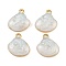 304 Stainless Steel Enamel Pendants, with ABS Plastic Imitation Pearl, Ion Plating(IP), Real 18K Gold Plated, Shell Shape, 14.5x13.5x5mm, Hole: 1.6mm