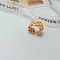 1Pc Tartan Pattern Acrylic Cuff Rings for Women, Orange, Inner Diameter: 18mm