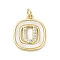 Rack Plating Brass Micro Pave Clear Cubic Zirconia Pendants, with Shell, Cadmium Free & Lead Free, Long-Lasting Plated, Real 18K Gold Plated, with Jump Ring, Letter U, 17.5x15x2.5mm, Hole: 3mm