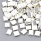 Electroplate Glass Seed Beads, 2-Hole, Rectangle, Silver Plated, 5x4.5~5.5x2~2.5mm, Hole: 0.5~0.8mm