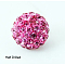 Polymer Clay Rhinestone Beads, Pave Disco Ball Beads, Grade A, Round, Half Drilled, Rose, 10mm, Hole: 1mm