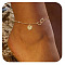 Brass Double Heart Link Flat Round Initial Charm Anklets for Women, Golden, Letter M, 9-1/8 inch(230mm)