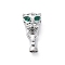 Brass Green Glass Peg Bails, Tiger, Real Platinum Plated, 27mm