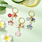 Alloy Enamel Keychains, with Iron Split Key Rings, Rabbit with Flower & Mushroom, Golden, 81mm, 3pcs/set