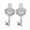 Tarnish Resistant 304 Stainless Steel Pendants, Key, Stainless Steel Color, 29.5x13.5x3mm, Hole: 2.5mm