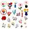 2Sets 2 Styles Flower Computerized Embroidery Cloth Iron on/Sew on Patches, Costume Accessories, Mixed Color, 22~63x13~42x1~2mm