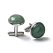 304 Stainless Steel Cuff Buttons, with Natural Green Aventurine, for Apparel Accessories, Half Round, 30~31x17.5mm