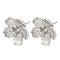 Brass Stud Earring Findings, with Loop, Flower, Platinum, 17x15.5mm, Hole: 1.5mm, Pin: 0.8x11.5mm
