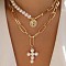 Cross Alloy with Plastic Pearl Pendant Necklaces, Golden, 15.75 inch(40cm)