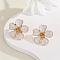 Flower Alloy Enamel Stud Earrings, Golden, White, 24x24.5mm