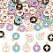 80Pcs Light Gold Plated Alloy Enamel Pendants, Flat Round with Cross, Mixed Color, 15x12x1.5mm, Hole: 1.6mm, 80pcs/set