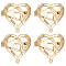 6Pcs Clear Cubic Zirconia Heart with Hand Brooch Pin, Brass Badges with Loops for Mother's Day, Real 18K Gold Plated, 23x19.5x3.5~7.5mm, Hole: 1.2mm