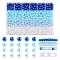 100Pcs 4 Colors Spray Painted ABS Plastic Imitation Pearl Beads, Round, with Clear Elastic Crystal Thread, Blue, 8x7.5mm, Hole: 1.8mm