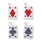 4Pcs Cylinder Seed Flat Round Pendants, Playing Card, with 304 Stainless Steel Open Jump Rings, Mixed Color, 24x14x2mm, Hole: 2mm, 4pcs/set