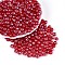 Transparent Glass Seed Beads, Glazing Style, Round, Crimson, 6mm, Hole: 1.2mm, about 1500pcs/pound