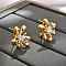 Brass Micro Pave Clear Cubic Zirconia Stud Earrings, Flower, Golden & Silver, 25x21.5mm