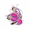 Alloy Enamel Brooch, with Rhinestone, Butterfly, Platinum, 54.5x43mm
