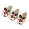 Christmas Deer Glitter Gretel Fabric with PU leather Snap Hair Clips, with Iron Clips, Hair Accessorise for Girls, Tan, 56x30x4mm