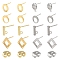 16Pcs 8 Styles 304 Stainless Steel Stud Earring Findings, with Loop, 16Pcs 304 Stainless Steel Ear Nuts, Mixed Shapes, Golden & Stainless Steel Color, 10~14x2~14x2~14mm, Hole: 1~1.8mm, Pin: 0.7~0.8mm