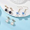 3 Pairs 304 Stainless Steel Natural Cultured Freshwater Pearl Round Earring Sets, with Natural Lapis Lazuli & Glass Beads, Golden, 22~44x9~11mm