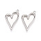 304 Stainless Steel Pendant Cabochon Settings, Heart, Stainless Steel Color, Tray: 17x11mm, 24.5x15x2.5mm, Hole: 1.6mm