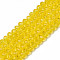 Glass Beads Strands, Faceted, Rondelle, Yellow, 3.5~3.8x3mm, Hole: 0.4mm, about 105~110pcs/strand, 29~31cm
