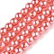 Baking Painted Glass Pearl Bead Strands, Pearlized, Round, Salmon, 3~4mm, Hole: 0.5mm, about 195pcs/strand, 23.6 inch