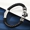 Braided Microfiber Leather Cord Bracelets, 304 Stainless Steel Skull Bracelets for Women Men, with Rectangel Magnetic Clasps, Antique Silver & Stainless Steel Color, 8-7/8x1/4 inch(22.4x0.8~1.85cm)