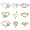36Pcs 9 Styles Alloy Links Connectors, Heart Links, Golden & Silver, 12~19x13.5~25x1~3mm, Hole: 1.2~2mm, 4pcs/style