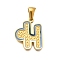 304 Stainless Steel Pendants, with Enamel, Ion Plating(IP), Laser Cut, Real 18K Gold Plated, Letter H, 17.5x14.5x1.5mm, Hole: 5.5x2.5mm