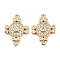 Brass Pave Clear Cubic Zirconia Cross Connector Charms, Lead Free & Cadmium Free, Long-Lasting Plated, Rack Plating, Real 18K Gold Plated, 15.5x11x2.5mm, Hole: 1mm